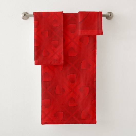 Luxury Modern Elegant Red Heart Bad Handdoek (Insitu)