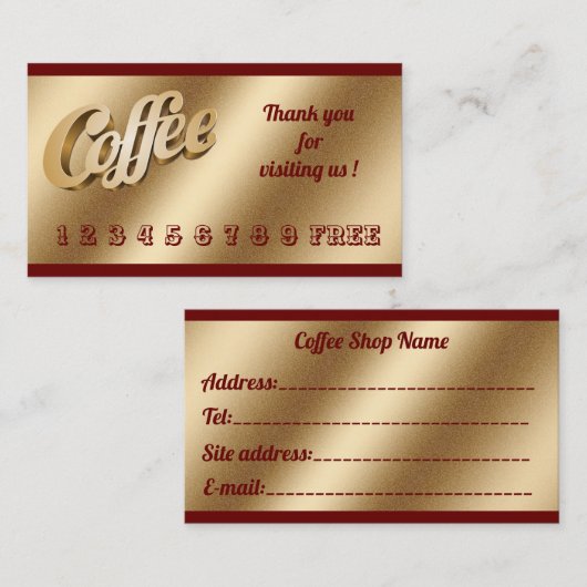 Luxury Modern Free Gold Coffee Visitekaartje (Voorkant / Achterkant)