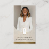Luxury Modern Gold Arch Monogram Real Estate Photo Visitekaartje (Voorkant)
