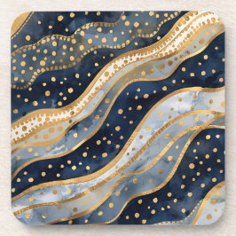 Luxury, Modern, Gold Blue Pattern Bier Onderzetter