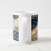 Luxury, Modern, Gold Blue Pattern, Extra Grote Beker (Achterkant)