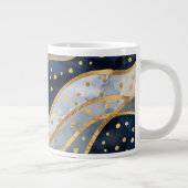 Luxury, Modern, Gold Blue Pattern, Extra Grote Beker (Rechts)