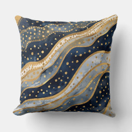 Luxury, Modern, Gold Blue Pattern Kussen