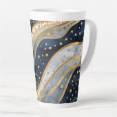 Luxury, Modern, Gold Blue Pattern Latte Mok (Rechterhoek)