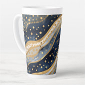 Luxury, Modern, Gold Blue Pattern Latte Mok (Linkerhoek)