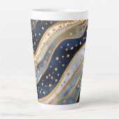 Luxury, Modern, Gold Blue Pattern Latte Mok (Voorkant)