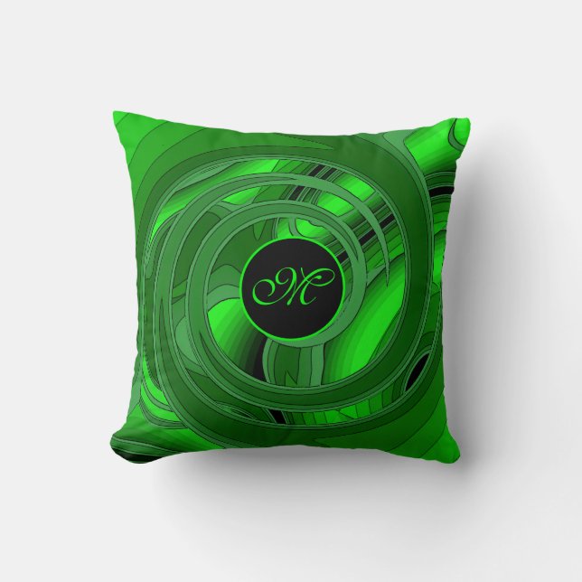 Luxury modern Green Abstract Floral Roos Kussen (Voorkant)