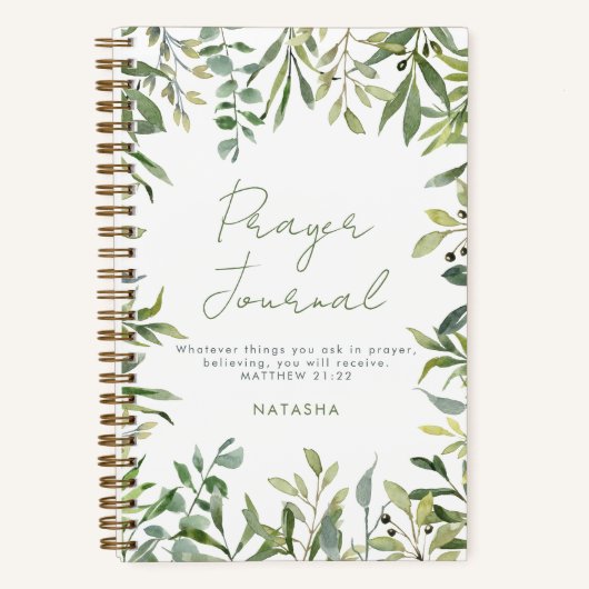 Luxury Modern Greenery Christelijk Prayer Journal Notitieboek (Voorkant)
