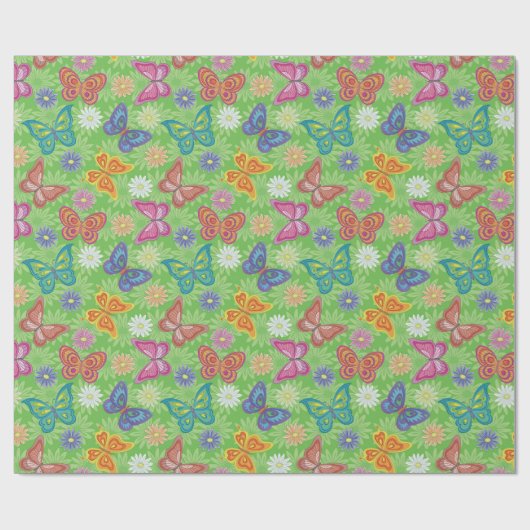 Luxury Modern Natural Floral Butterfly Cadeaupapier (Vlak)