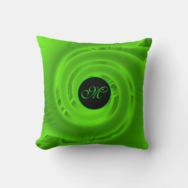 Luxury Modern Neon Green Abstract Floral Roos Kussen (Voorkant)