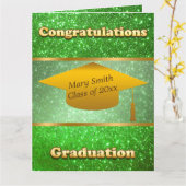 Luxury Modern past groene glitter aan Kaart (Gele Bloem)