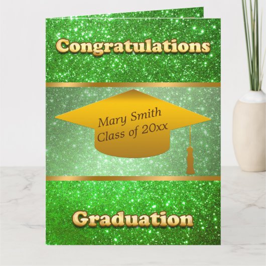 Luxury Modern past groene glitter aan Kaart (Voorkant)