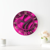 Luxury Modern Pink Abstract Floral Roos Grote Klok (Huis)