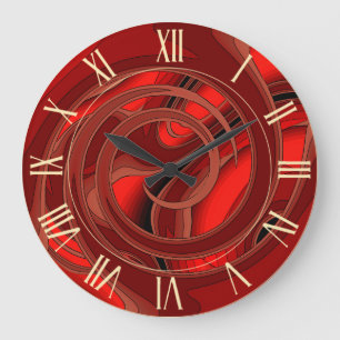 Luxury Modern Red Abstract Floral Roos Grote Klok