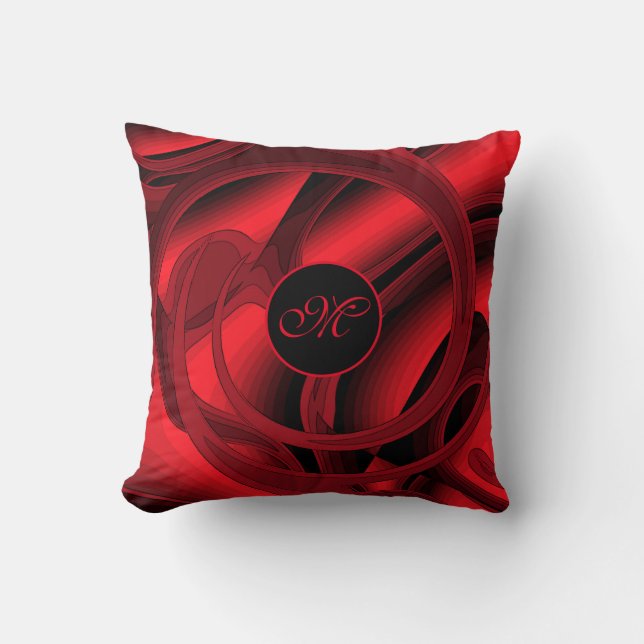 Luxury Modern Red Abstract Floral Roos Kussen (Voorkant)