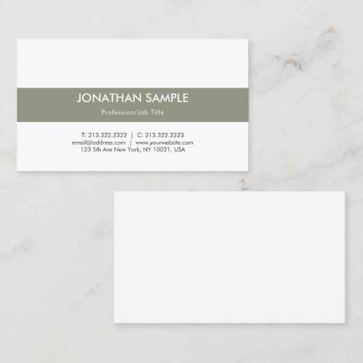 Luxury Modern SImple Design Elegant Plain Trendy Visitekaartje (Voorkant / Achterkant)