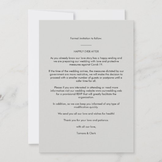 Luxury Modern Transparency Wedding Photo Script Save The Date (Achterkant)