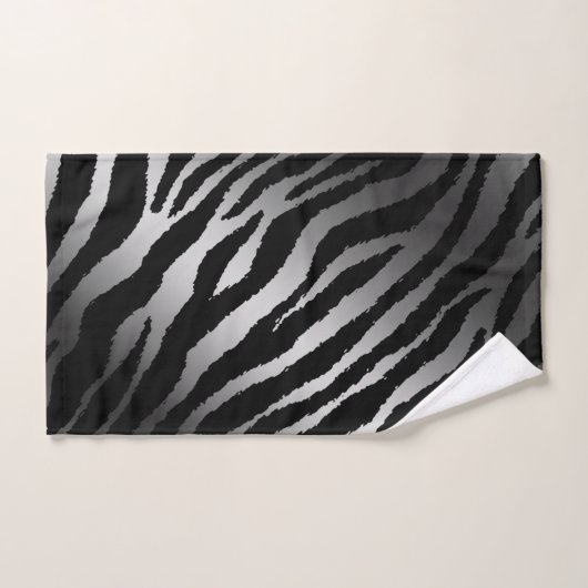 Luxury Modern Zebra Silver Black Line Bad Handdoek (Handdoek)