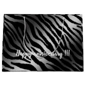 Luxury Modern Zebra Silver Black Line Groot Cadeauzakje (Voorkant)