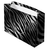 Luxury Modern Zebra Silver Black Line Groot Cadeauzakje (Achterkant Gekanteld)