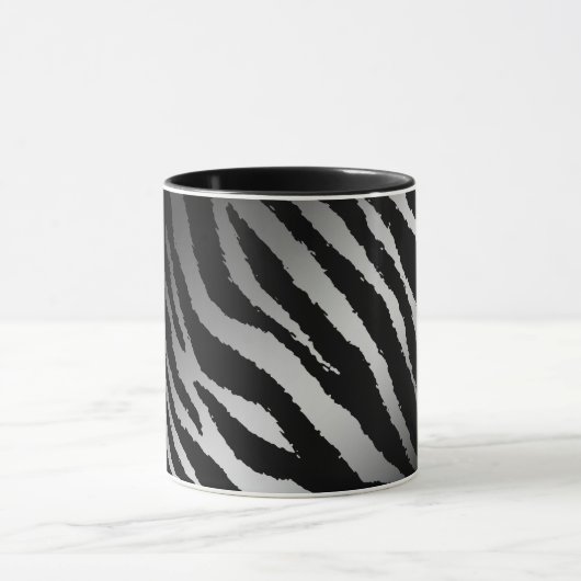 Luxury Modern Zebra Silver Black Line Mok (Midden)