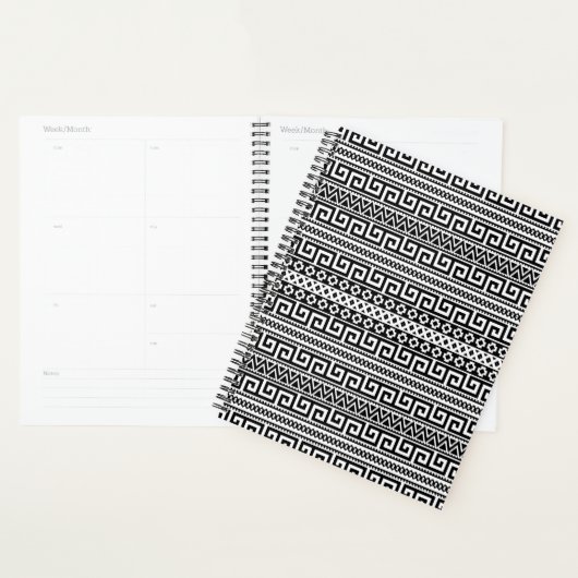 Luxury Monochrome Ancient Greek Aztec Maze Linear Planner (Display)