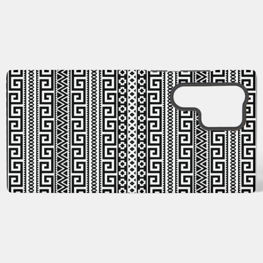 Luxury Monochrome Ancient Greek Aztec Maze Linear Samsung Galaxy Hoesje (Achterkant horizontaal)
