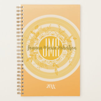 LUXURY MONOGRAM ELEGANT GOLD CREAM FLOWER FOLIAGE PLANNER