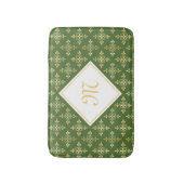 Luxury Monogram Green en Gold Quatre Floral Badmat (Voorkant Verticaal)