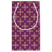 Luxury Monogram Paars en Gold Quatre Floral Klein Cadeauzakje (Achterkant)