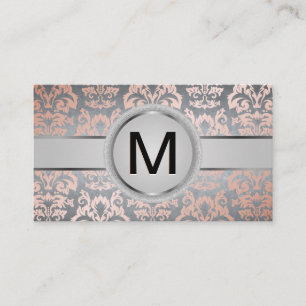 Luxury Monogram Ring Metallic Roze Goud Damast Visitekaartje