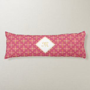 Luxury Monogram roze en Gold Quatre Floral Lichaamskussen
