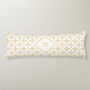 Luxury Monogram White en Gold Quatre Floral Lichaamskussen