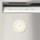 Luxury Monogram White en Gold Quatre Floral Magneet (Insitu (Vaatwasser))