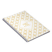Luxury Monogram White en Gold Quatre Floral Notitieboek (Rechterzijde)