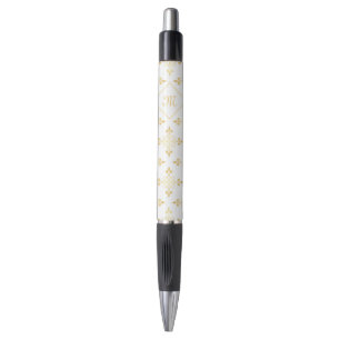Luxury Monogram White en Gold Quatre Floral Pen