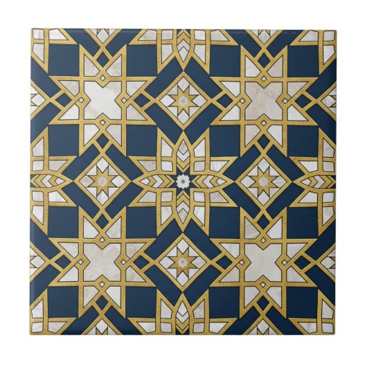 Luxury Moroccan Zellige Mosaic Seamless Pattern Tegeltje (Voorkant)