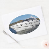 Luxury Motor Boat Ovale Sticker (Envelop)