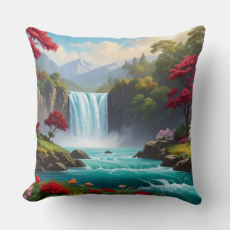 Luxury Nature Waterfall Throw Pillow -Scenic décor Kussen