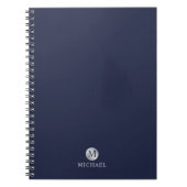 Luxury Navy Blue en Silver gepersonaliseerd monogr Notitieboek (Voorkant)
