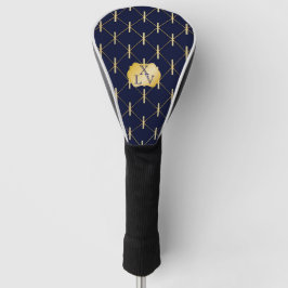 Luxury Navy Blue & Gold Lattice Monogram Golfheadcover