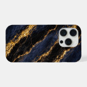 Luxury Navy Blue Marble Gold/Black Vein Phone Case (Verso Horizontal)
