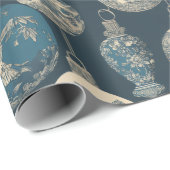 Luxury Navy & Gold Toile Ornament Cadeaupapier (Rol Hoek)