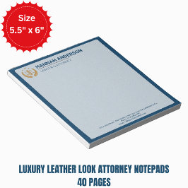 Luxury Navy Leather Look Attorney Logo Notepad Notitieblok