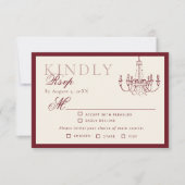 Luxury Old Money Dark Red Hand drawn Wedding RSVP (Devant)