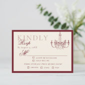 Luxury Old Money Dark Red Hand drawn Wedding RSVP (Debout devant)