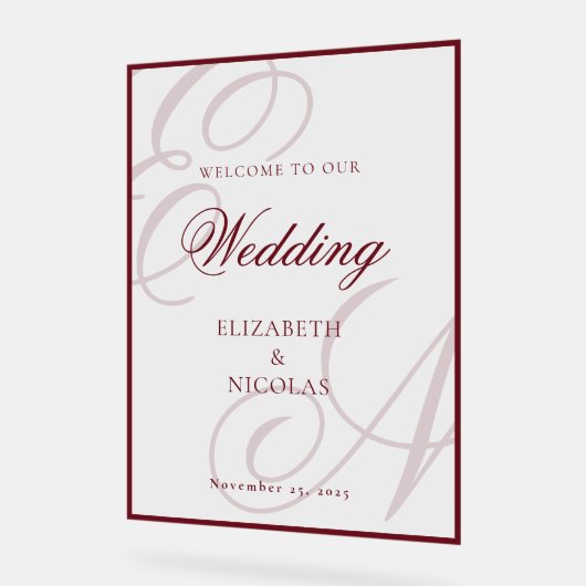 Luxury Old Money Monogram Wedding Welcome Acryl Bord (Hoek)