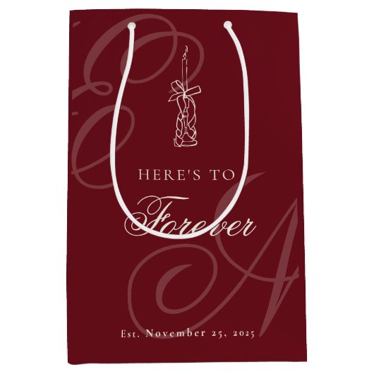 Luxury Old Money Retro Calligraphy Wedding Medium Cadeauzakje (Voorkant)