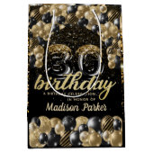 Luxury op maat 30th Birthday Black Gold Medium Cadeauzakje (Voorkant)