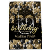 Luxury op maat 30th Birthday Black Gold Medium Cadeauzakje (Achterkant)